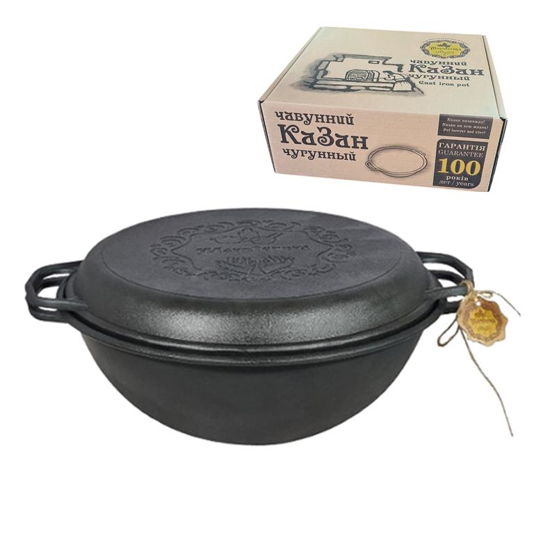 Казан WOK чугунный татарский с крышкой-сковородой 18 л ø 42 см - фото 3