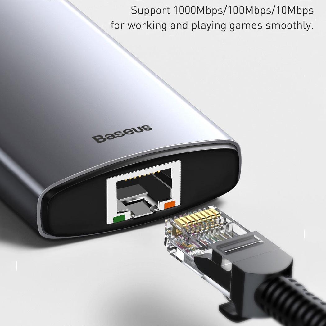 USB хаб BASEUS Metal Gleam Series 8in1 Multifunctional Type-C HUB Docking Station Gray (CAHUB-CV0G) - фото 6 USB хаб BASEUS Metal Gleam Series 8in1 Multifunctional Type-C HUB Docking Station Gray (CAHUB-CV0G) - фото 6