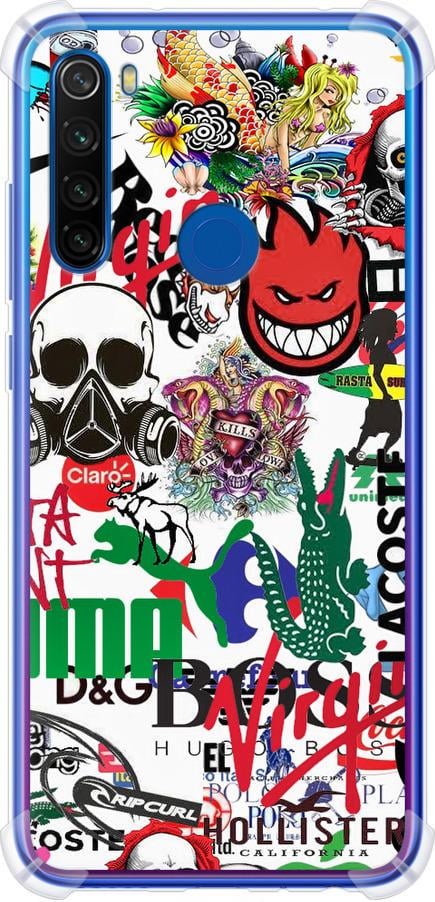 Чехол на Xiaomi Redmi Note 8T Many different logos (4022sp-1818-42517)