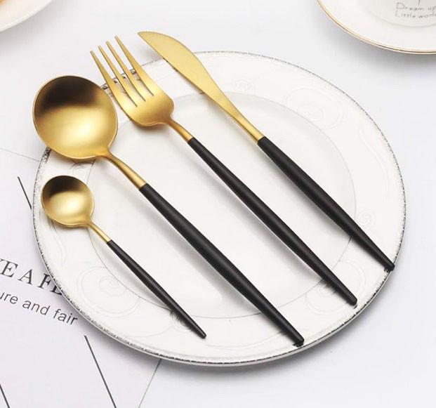 Набір столових приборів A-Plus Cutlery set 4 пр. Золотий (2082827510) - фото 7