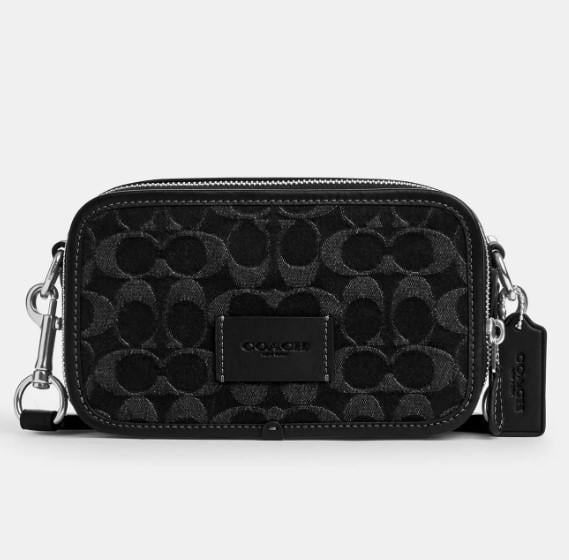 Мужска кожаная сумка Coach Wyatt Crossbody Bag In Signature Denim Черный (b2432)