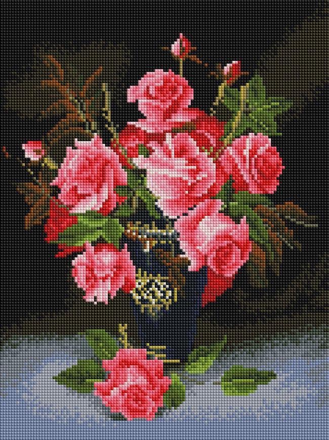 Алмазная мозаика ColorArt Розы в вазе ST418 30х40 см Алмазная мозаика ColorArt Розы в вазе ST418 30х40 см