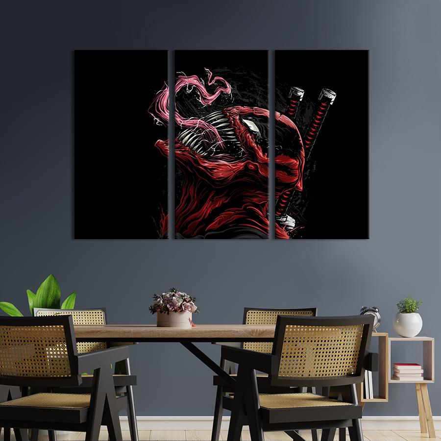 Модульная картина триптих Deadpool/Carnage 156x100 см (701-31)