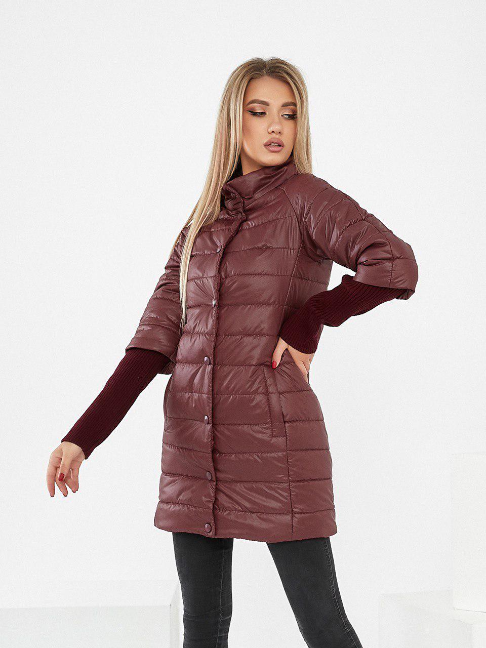 Куртка демисезонная Khan с трикотажными отстегивающимися рукавами р. 42 Бордовый (Kh205/2) Куртка демисезонная Khan с трикотажными отстегивающимися рукавами р. 42 Бордовый (Kh205/2)