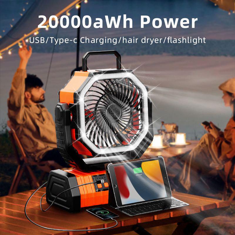 Вентилятор кемпінговий з акумулятором 20000 mAh підсвіткою та 4 режимами швидкості (00342) - фото 5
