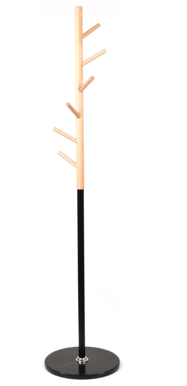 Вешалка напольная дерево для прихожей АКЛАС Осина VKY-6009 бук/металл 171х37 см Черный