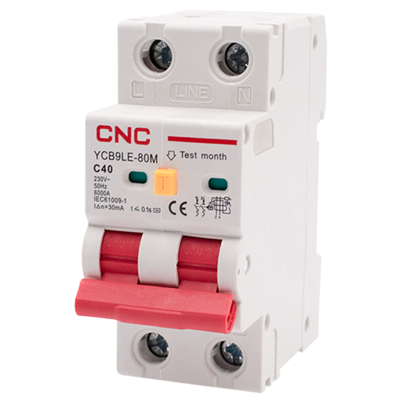 Выключатель дифференциальный CNC YCB9LE-80M 1Р+N 40А 30мА 6кА C тип АС (Б00044017)