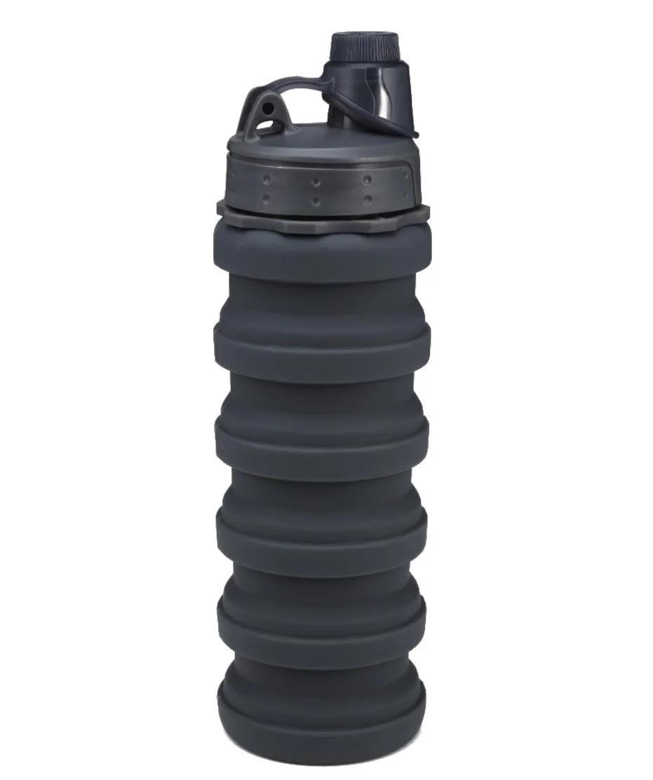 Бутылка складная Water Bottle силиконовая с карабином Черный (TM050782)