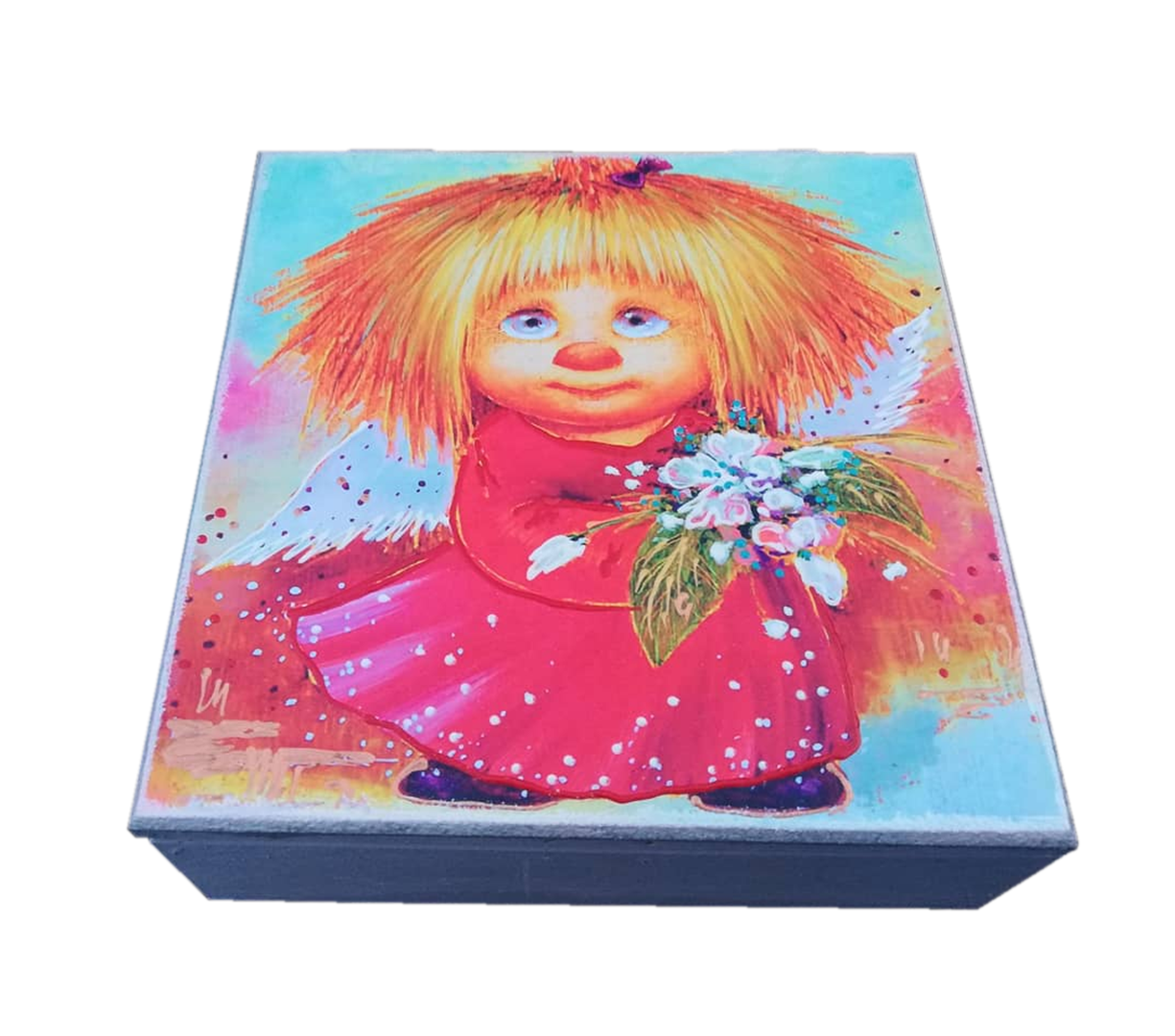 Шкатулка для украшений Okl Ручная роспись 15х15х5 см Разноцветный (1578501)