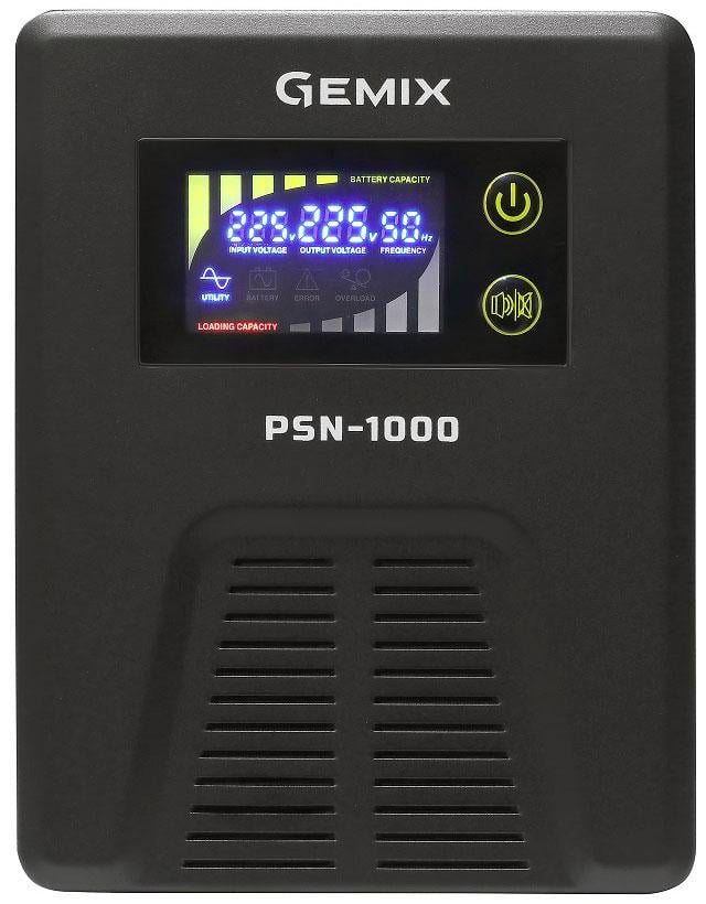 Джерело безперебійного живлення Gemix PSN-1000 1000VA/600W 12V/220V 13A 2xSchuko без АКБ Black (PSN-1000)