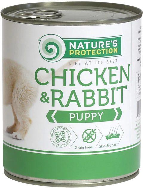 Влажный корм для щенков всех пород с курятиной и крольчатиной Nature’s Protection Puppy Chicken & Rabbit 800 г (KIK45091)