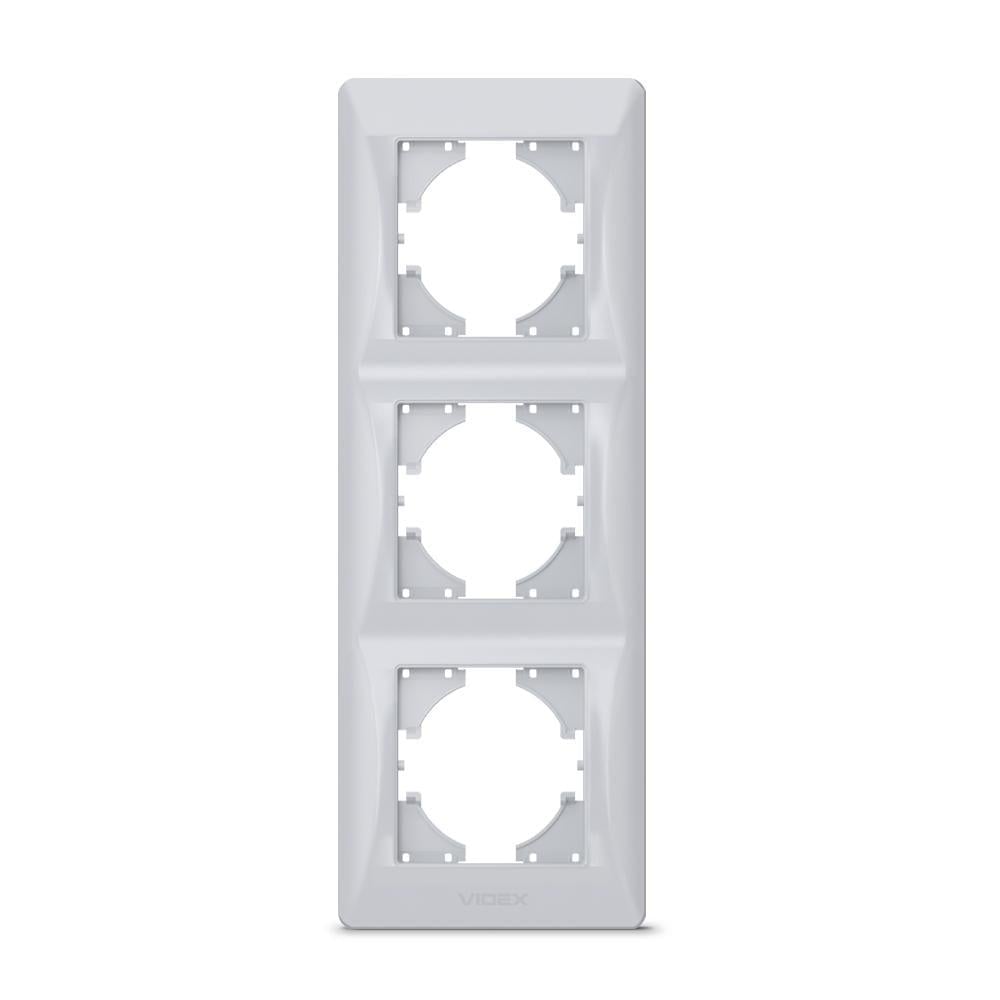 Рамка тримісна вертикальна Videx Binera Срібний шовк (00000013031)