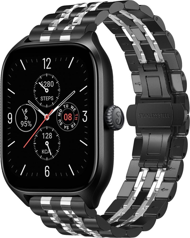 Браслет металлический Spinye Line для Amazfit GTS 4/Mini Black Silver (29518-03)