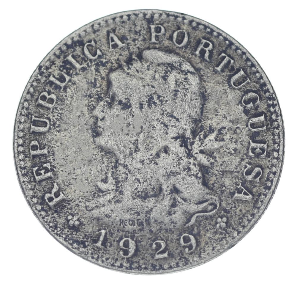 Коллекционная монета Сан-Томе и Принсипи 20 сентаво 1929 г. F-VF (М24010)