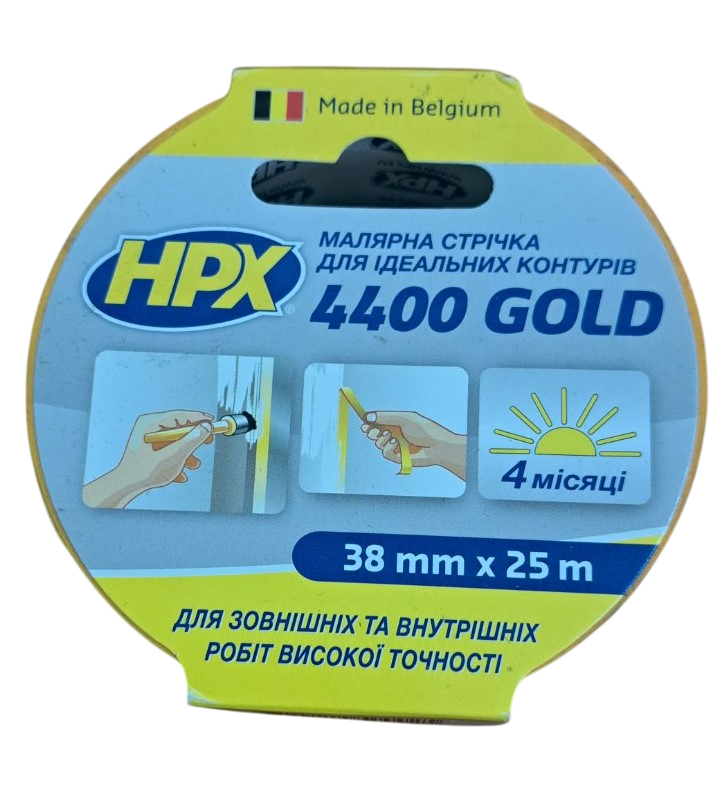 Малярна стрічка HPX 4400 100С для ідеальних контурів 38 мм х 25 м Помаранчевий
