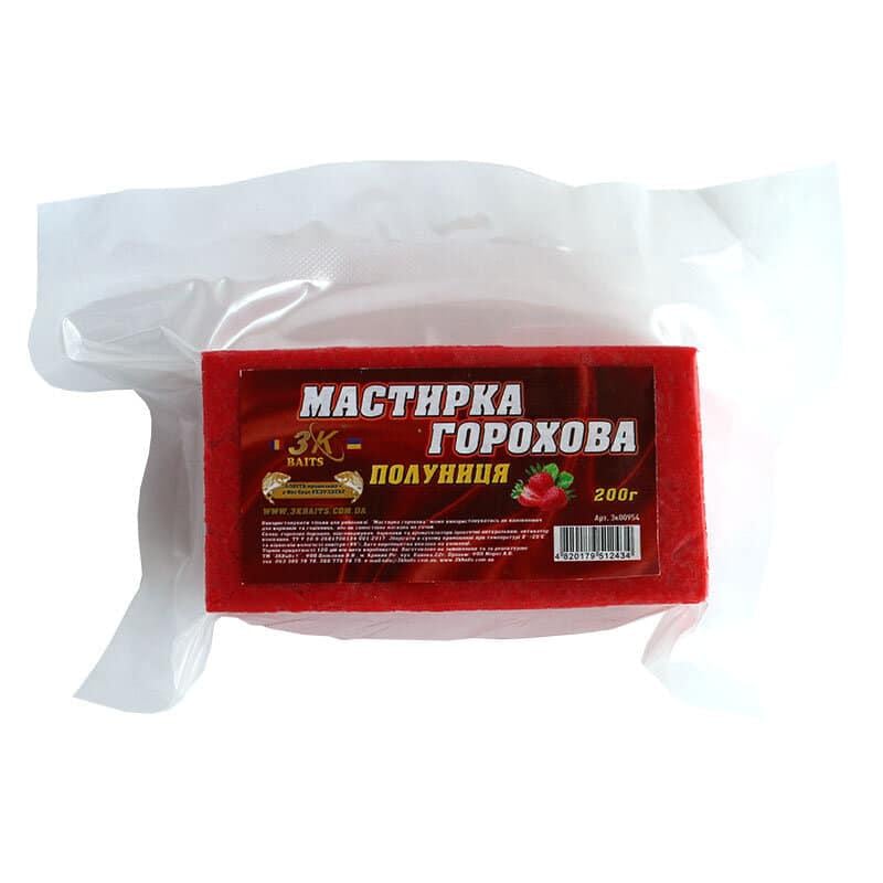 Прикорм 3KBaits Мастырка гороховая Клубника 200 г (3KB1237)