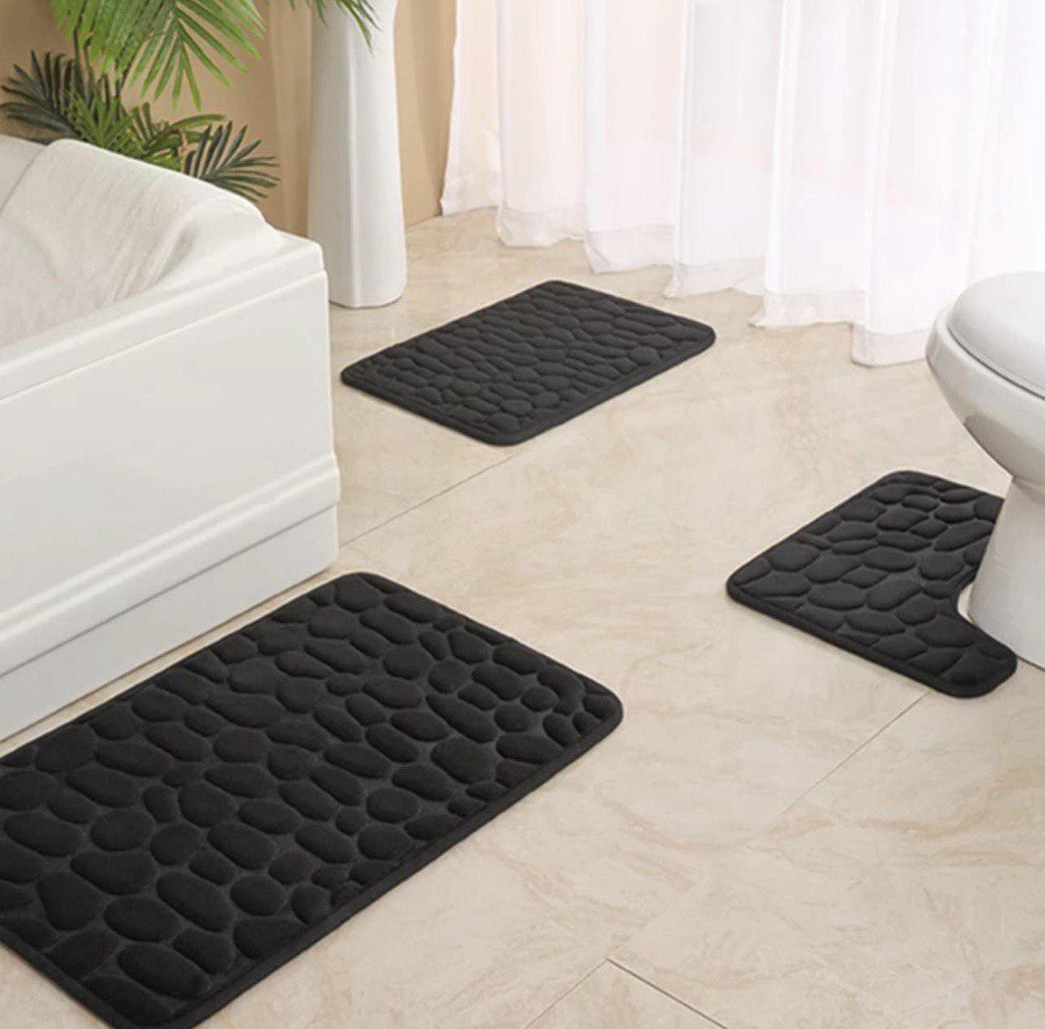 Набір килимків в ванну та туалет Stone Premium Memory Foam 3в1 80х50/60х40/60х50 см Чорний (NK3S0004) - фото 1 Набір килимків в ванну та туалет Stone Premium Memory Foam 3в1 80х50/60х40/60х50 см Чорний (NK3S0004) - фото 1