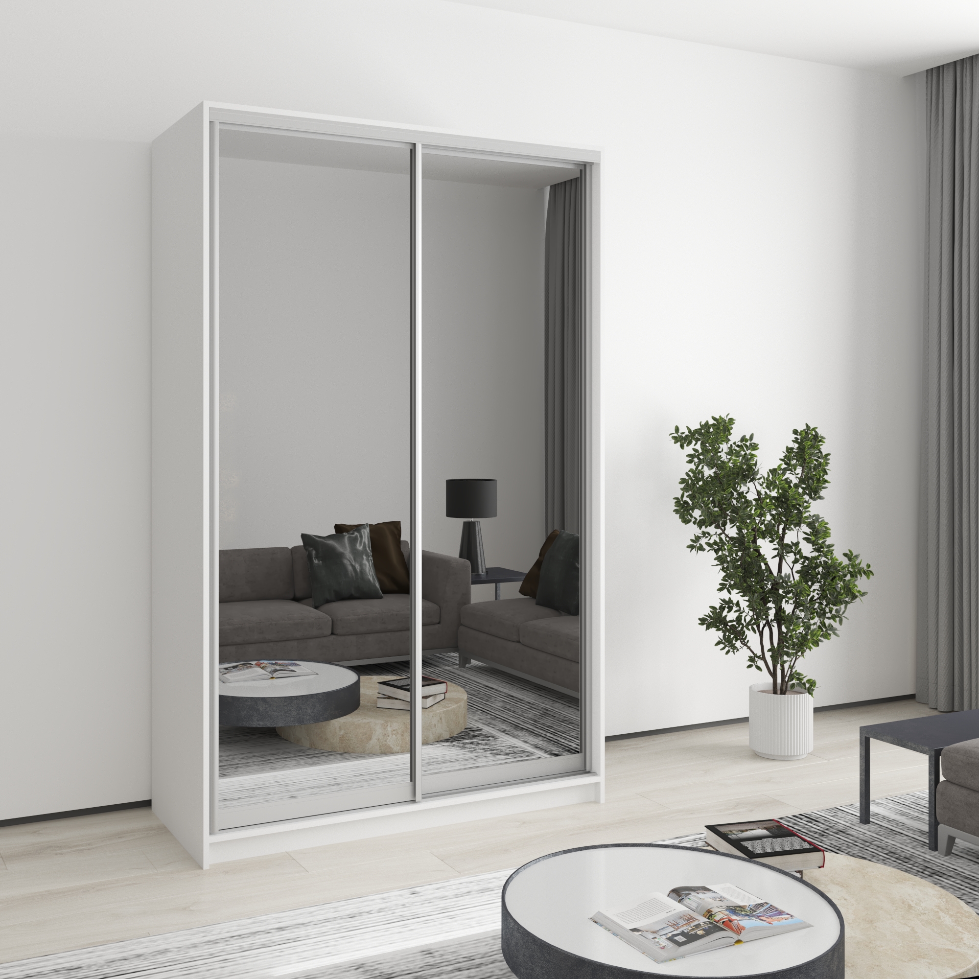 Шкаф-купе двухдверный Mebel Star Стандарт AL MBS-2516 130х60х210 см Аляска белый (1003470)