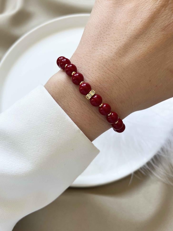 Браслет из агата Красный (4645)