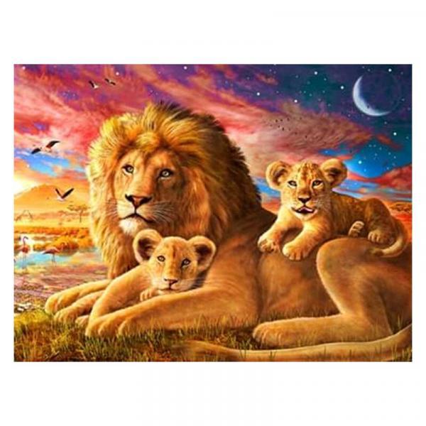 Алмазна мозаїка TK Group Левова сім'я 40х30 см з рамкою в коробці (GB76275-mt)