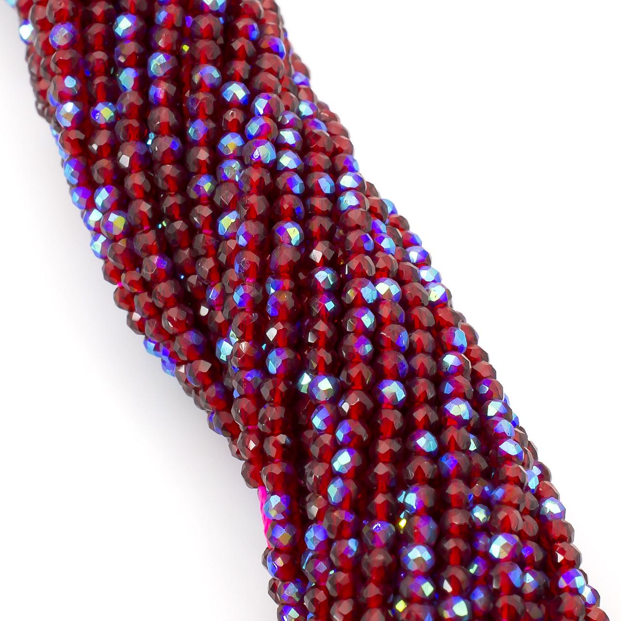 Бусины из шпинели на нитке круглая огранка 37 см 2 мм 200 шт. Радужно-бордовый (БШ1702к57)