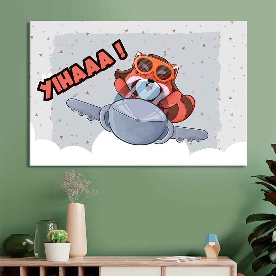 Картина в детскую комнату Милый енот-пилот 80x54 см (A1381-1)