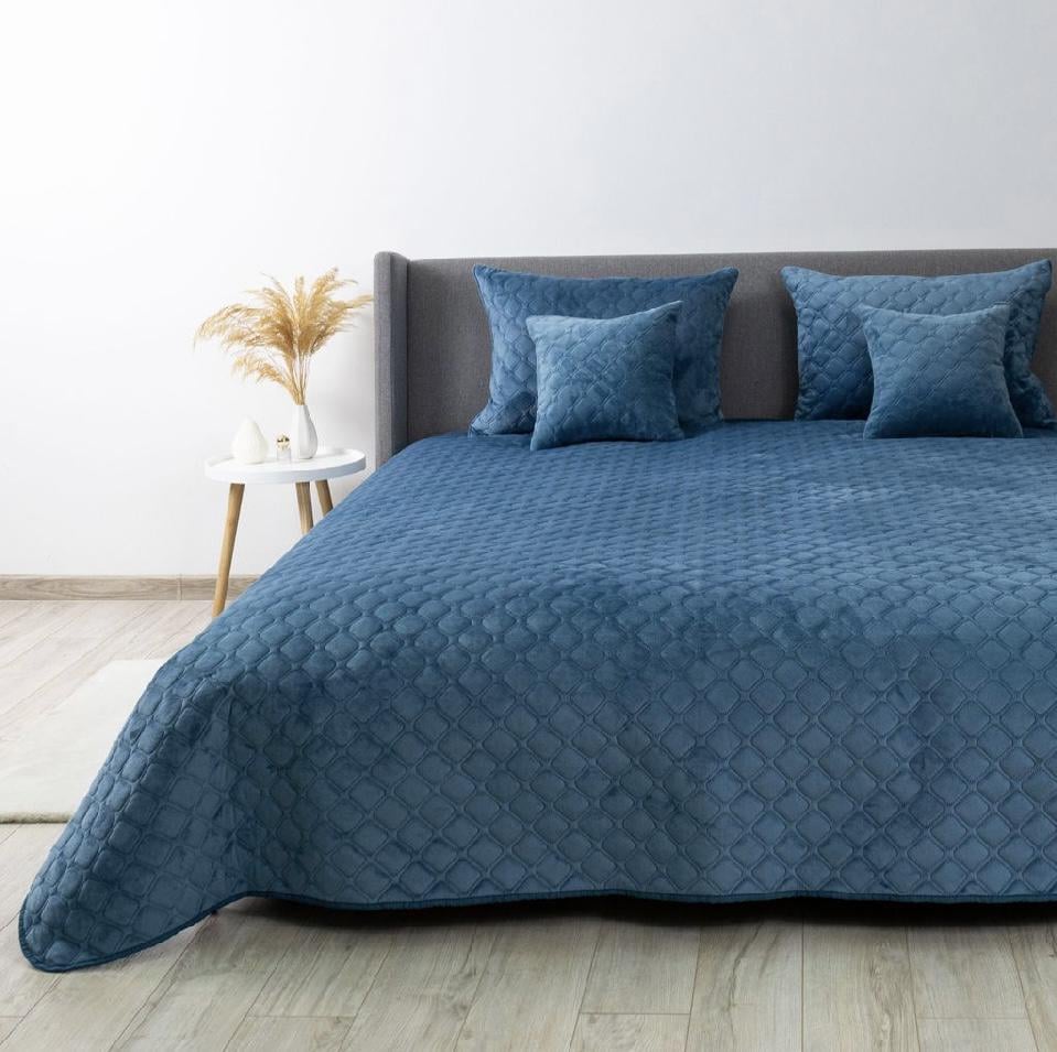 Покрывало велюровое без наволочек 220х240 см Синий