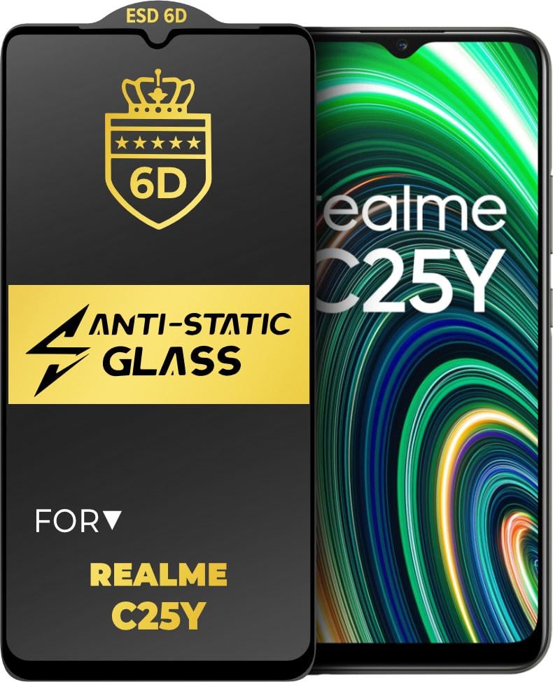 Защитное стекло 6D Anti-Static Realme C21Y Glass Shield