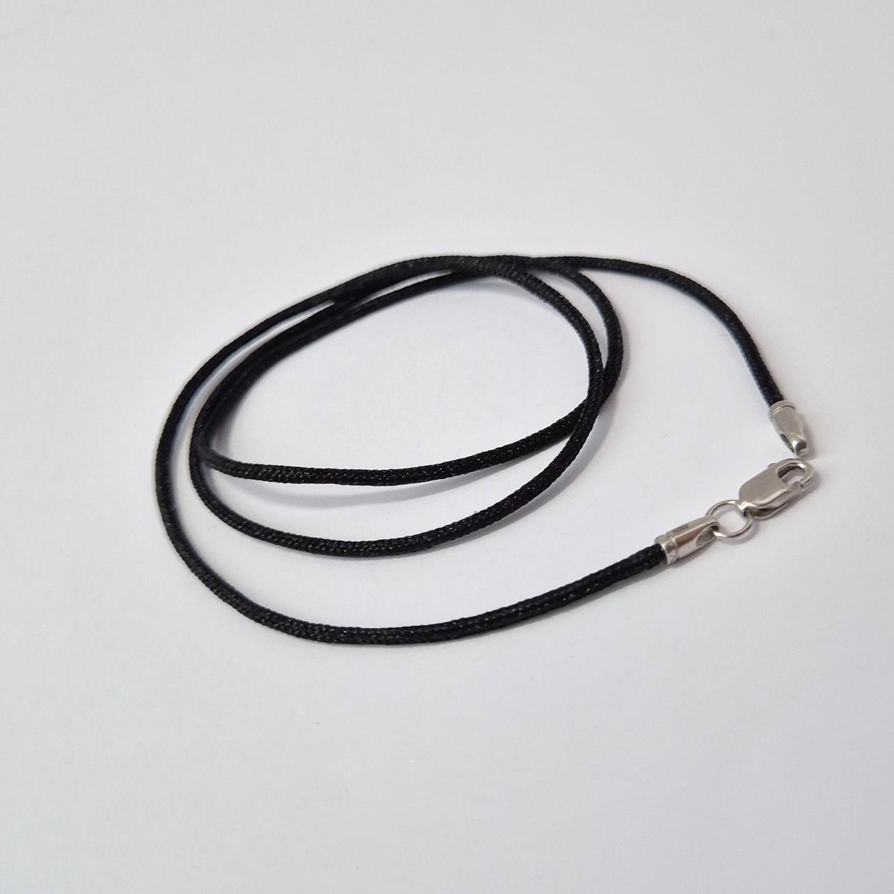 Шнурок на шию Жгут товщина 2 мм срібло 925 проби 0,97 г 35 см Чорний (кс0615рт)
