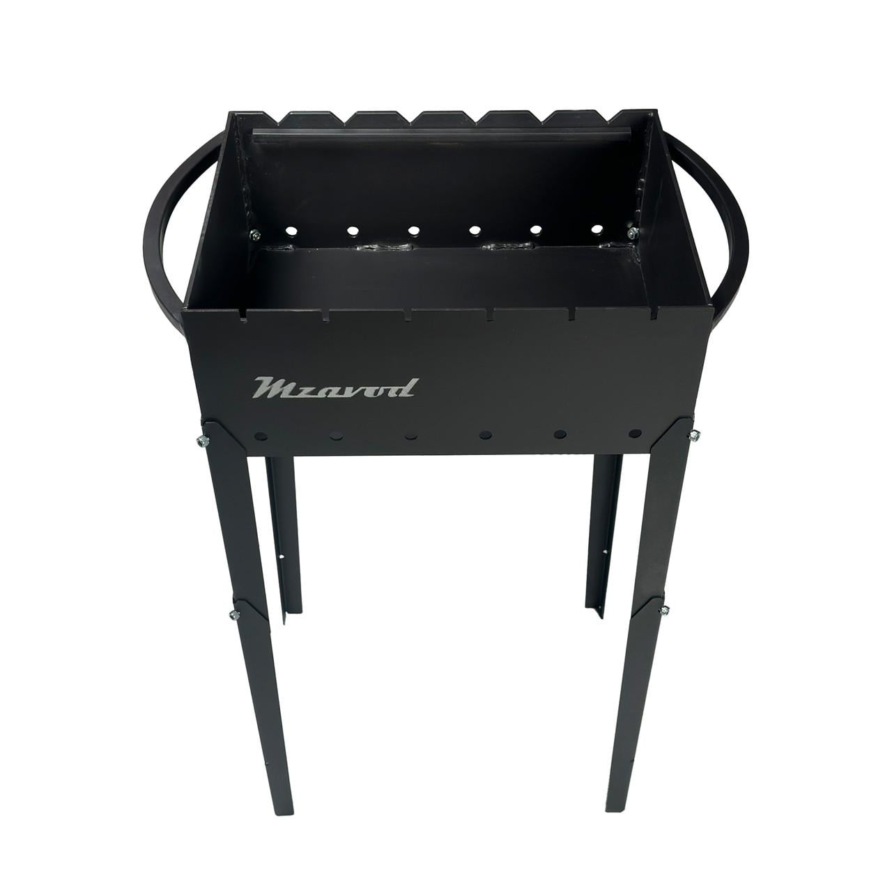 Мангал на ножках Mzavod Эней разборной из стали 4 мм на 6 шампуров 53х32,6х77,9 см Черный (127-17-1020320100005)