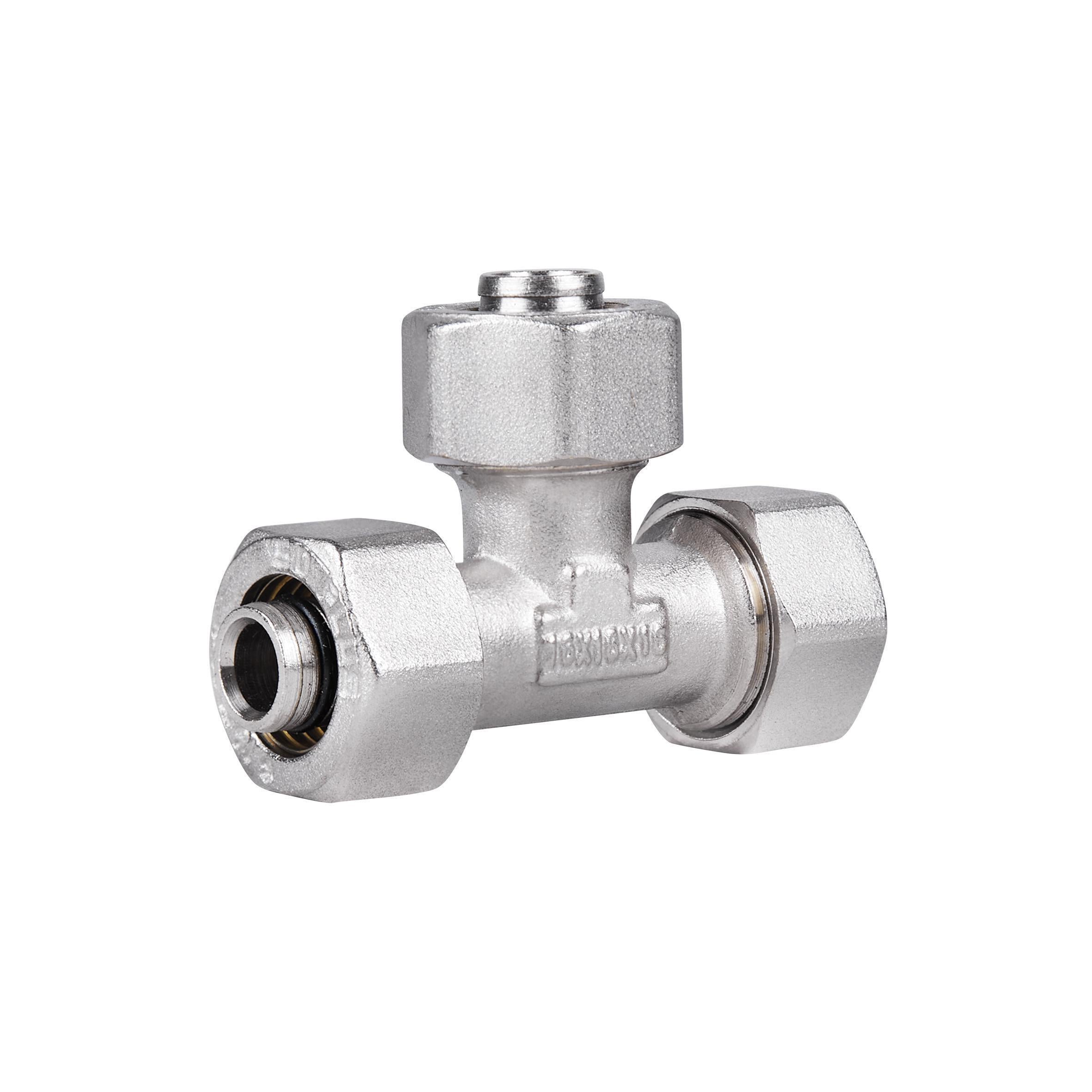 Трійник латунний Thermo Alliance Standart 16х16х16 нікельований для металопластикових труб (SD158W161616)