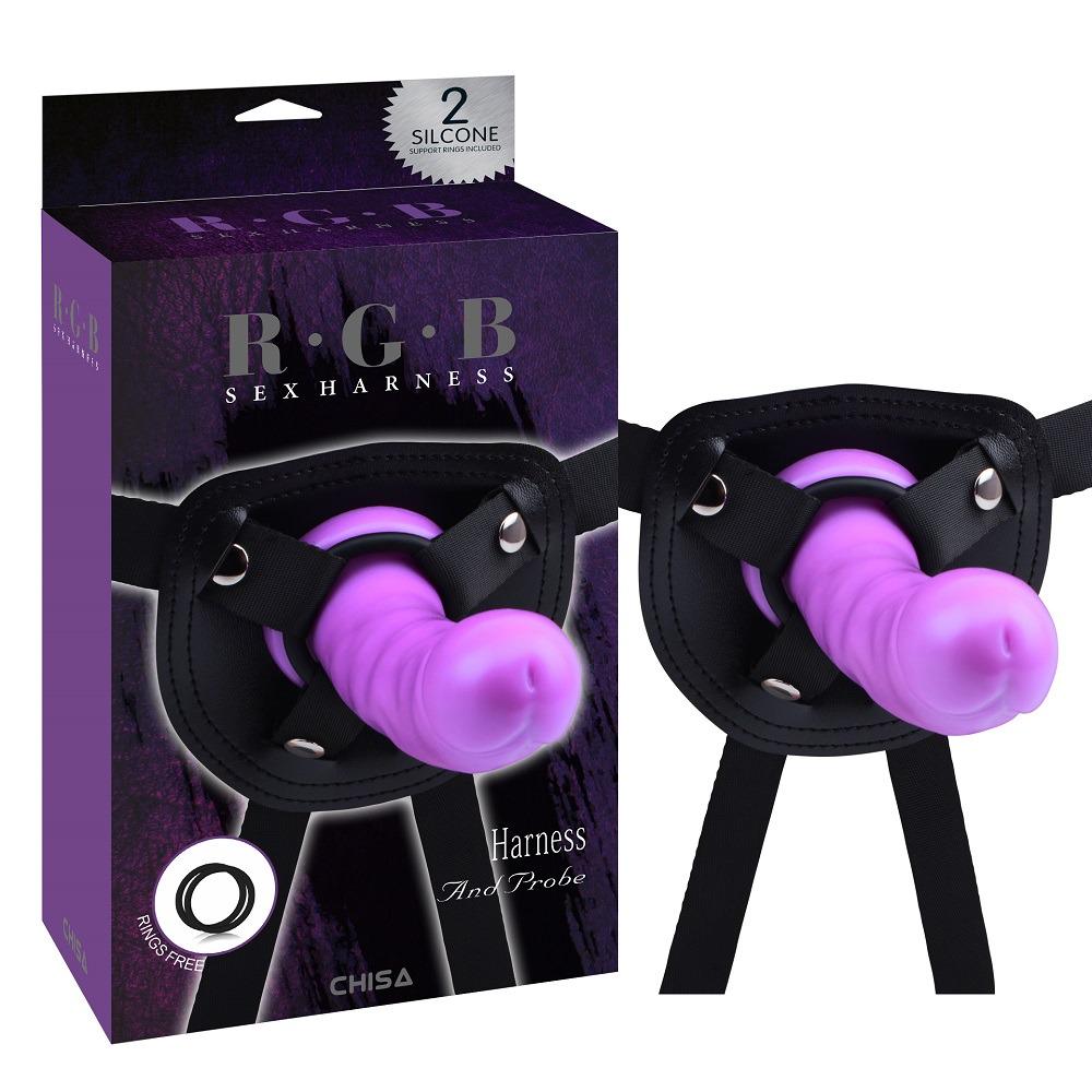 Страпон Chisa RGB с фиолетовой реалистичной насадкой (59213/CN-474059213)