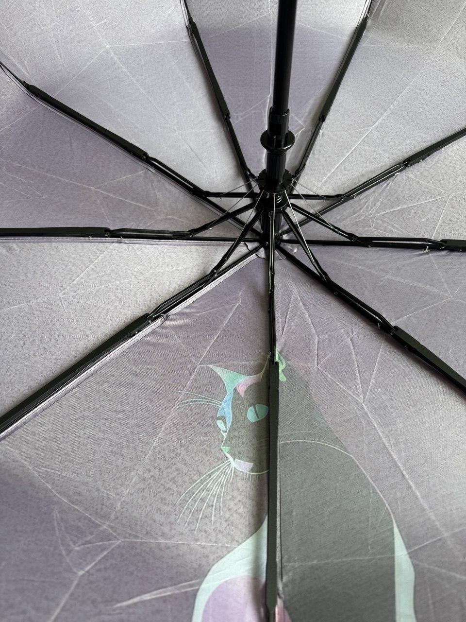 Парасолька напівавтомат Mario з принтом Кішка антивітер Фіолетовий (210/4) - фото 4