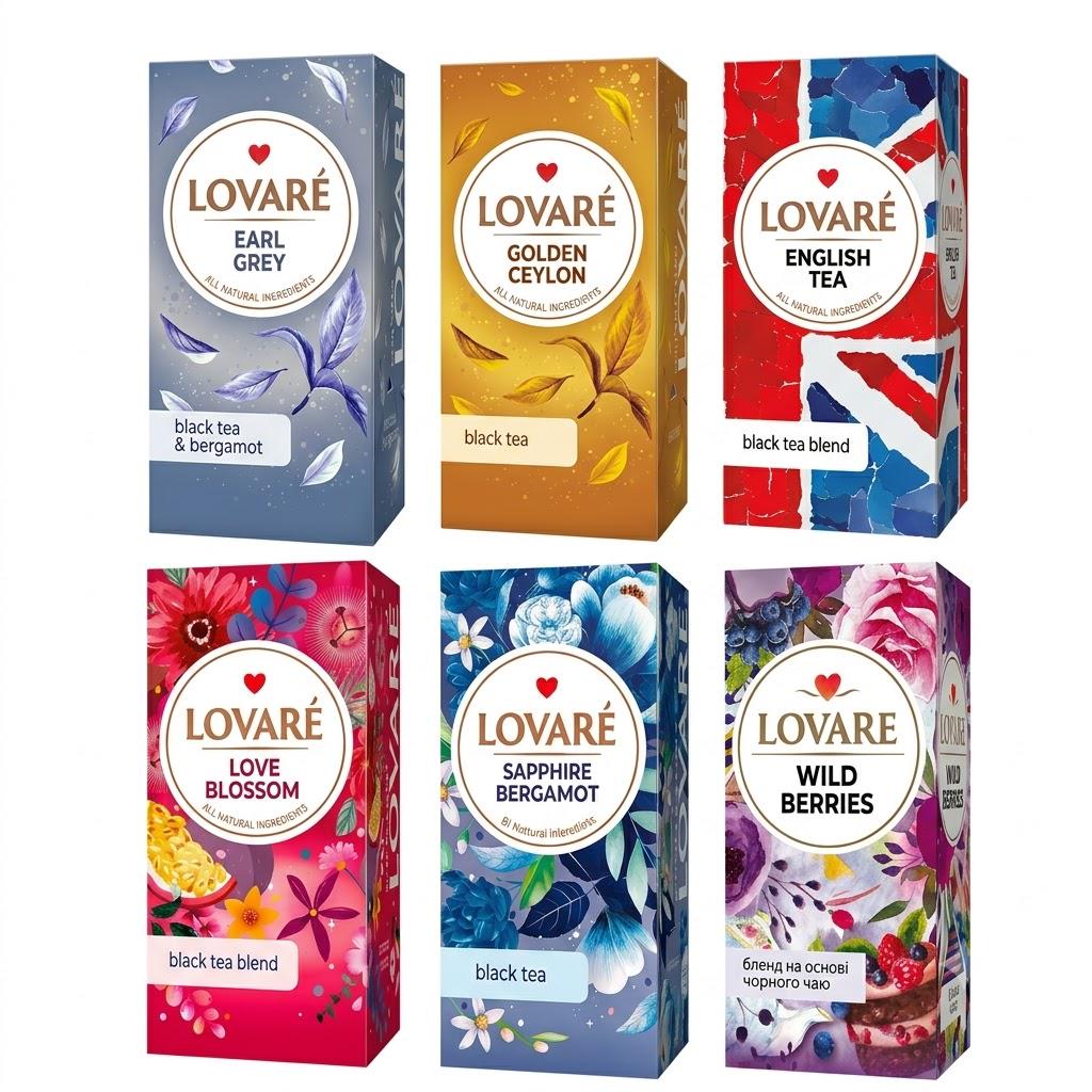 Набор чая Lovare 6 видов Черный чай Классика 144 пак. (nab001lovare)