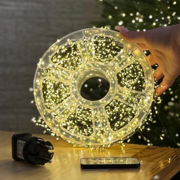 Гірлянда Мішура з пультом 50 м 220В Білий теплий/Зелений дріт (98767) - фото 3 Гірлянда Мішура з пультом 50 м 220В Білий теплий/Зелений дріт (98767) - фото 3