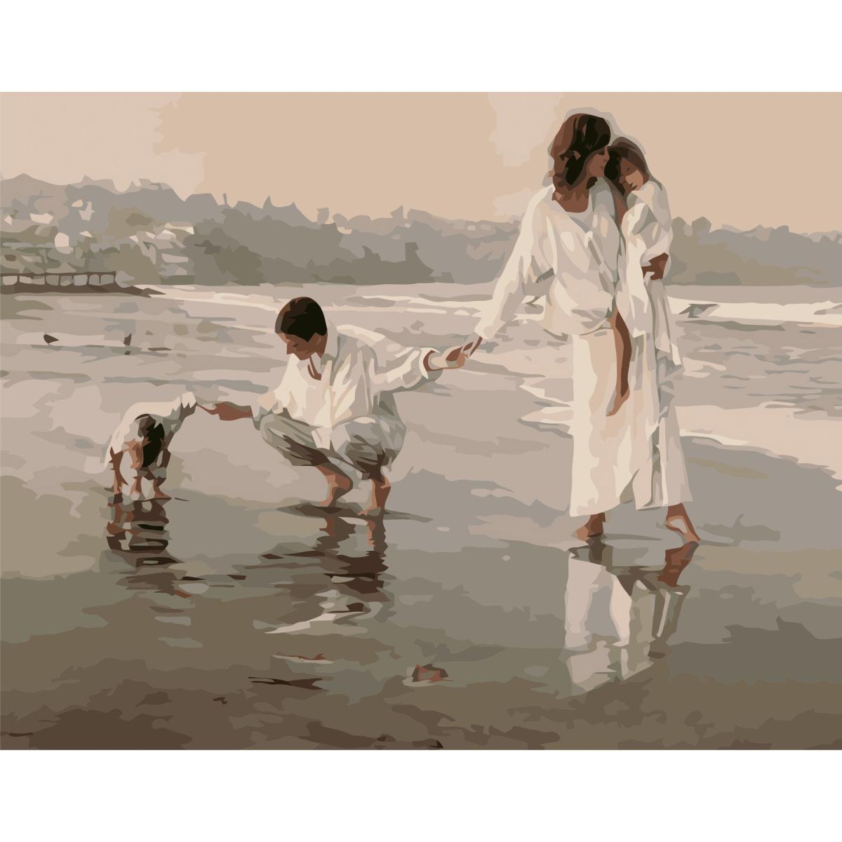 Картина по номерам Strateg Семья на берегу моря 40x50 см (VA-3503)