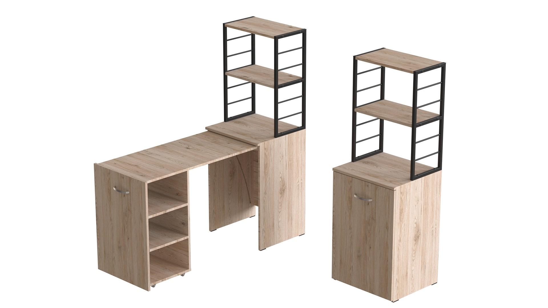 Стіл-тумба трансформер Ferrum-decor Смарт 4/1 з етажеркою метал/ДСП 16 мм 1430x1450x500 мм Чорний/Дуб Сан-Марино (FRD-105124) - фото 7 Стіл-тумба трансформер Ferrum-decor Смарт 4/1 з етажеркою метал/ДСП 16 мм 1430x1450x500 мм Чорний/Дуб Сан-Марино (FRD-105124) - фото 7