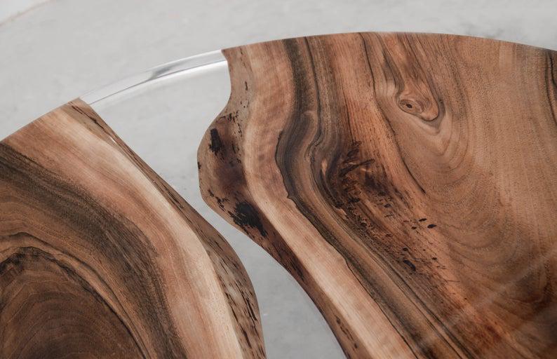 Стіл журнальний річка Мемфіс дизайнерський круглий з прозорої епоксидної смоли та масиву горіха 800х480 мм - фото 5 Стіл журнальний річка Мемфіс дизайнерський круглий з прозорої епоксидної смоли та масиву горіха 800х480 мм - фото 5