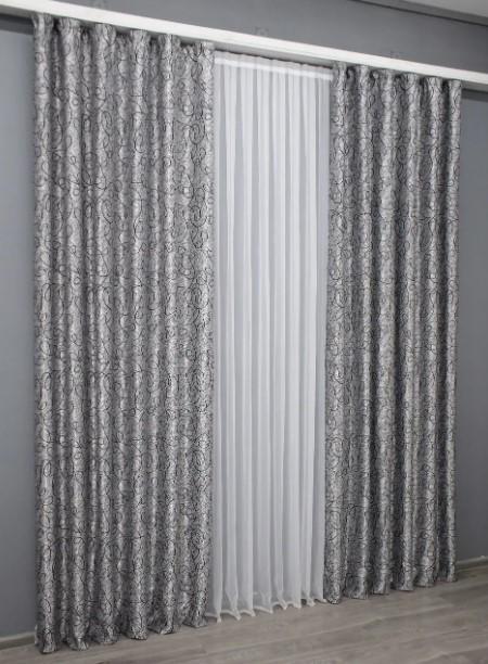 Шторы в гостиную/спальню Жаклин двухсторонний блекаут 1х2,7 м 2 шт. Серый /Черный (670шБ 31-156) - фото 6 Шторы в гостиную/спальню Жаклин двухсторонний блекаут 1х2,7 м 2 шт. Серый /Черный (670шБ 31-156) - фото 6