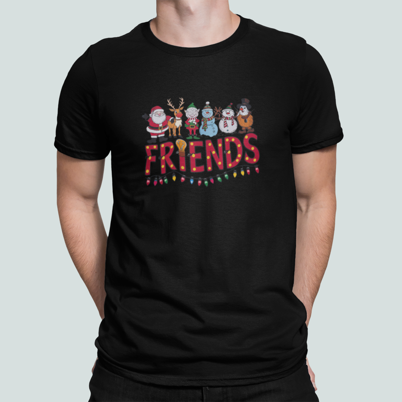 Футболка мужская новогодняя Stedman с принтом "Friends" друзья S Черный (НГ167-1)