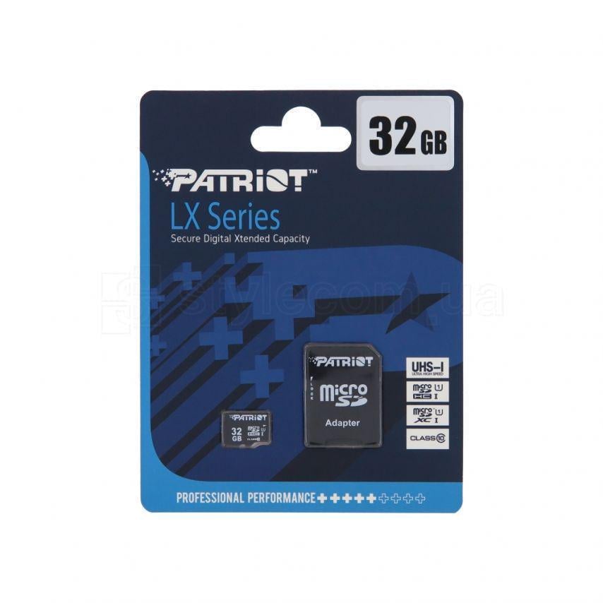 Карта памяти Patriot LX MicroSDHC 32GB Class 10 UHS-I/SD-адаптер (PSF32GMCSDHC10)
