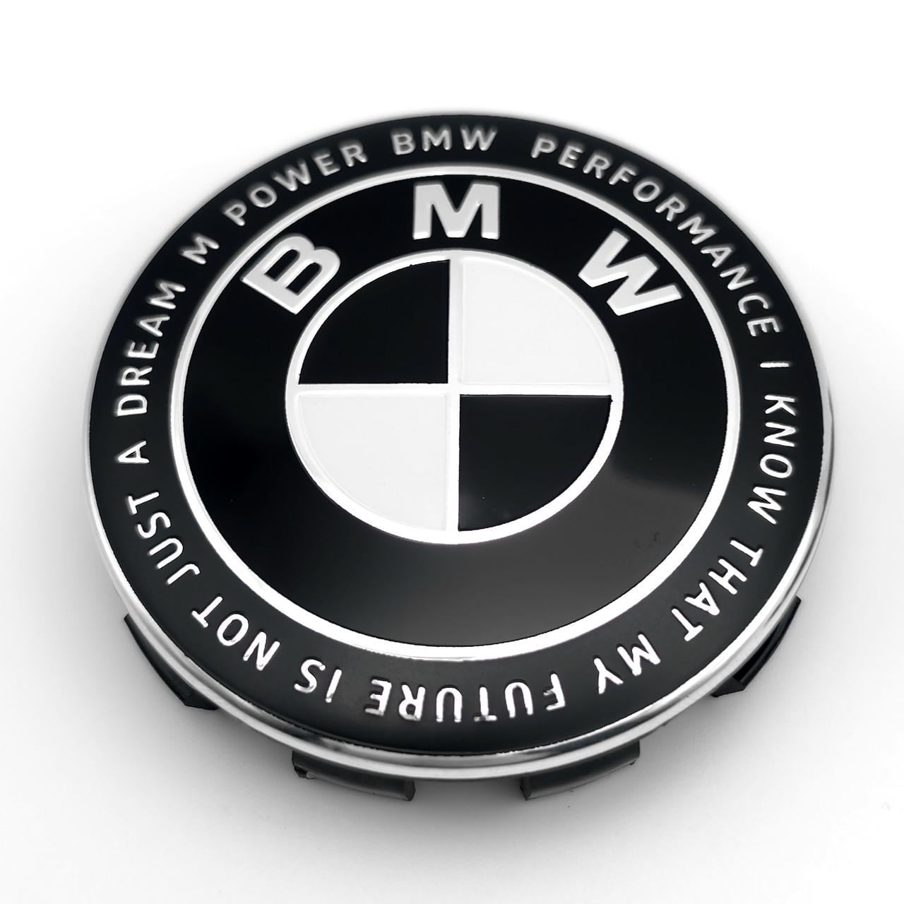 Ковпачок заглушка маточини колеса BMW 68 мм Чорний/білий тип 2 (3009363585)