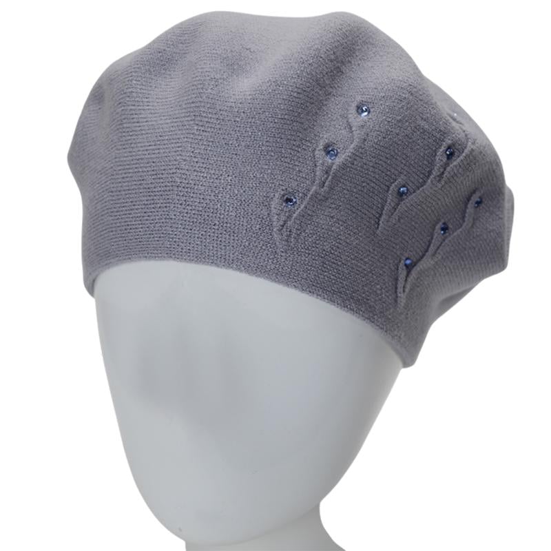 Берет женский двойной Novita ФЛОРИНА вискозный универсальный Светлый дым (295512)