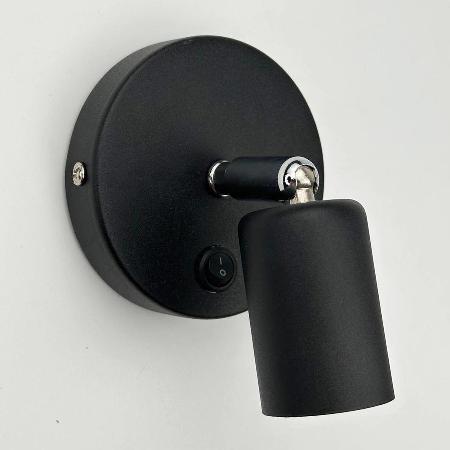 Бра у стилі лофт Sim d 100 мм з хромовим шарніром та вимикачем Чорний - фото 6 Бра у стилі лофт Sim d 100 мм з хромовим шарніром та вимикачем Чорний - фото 6