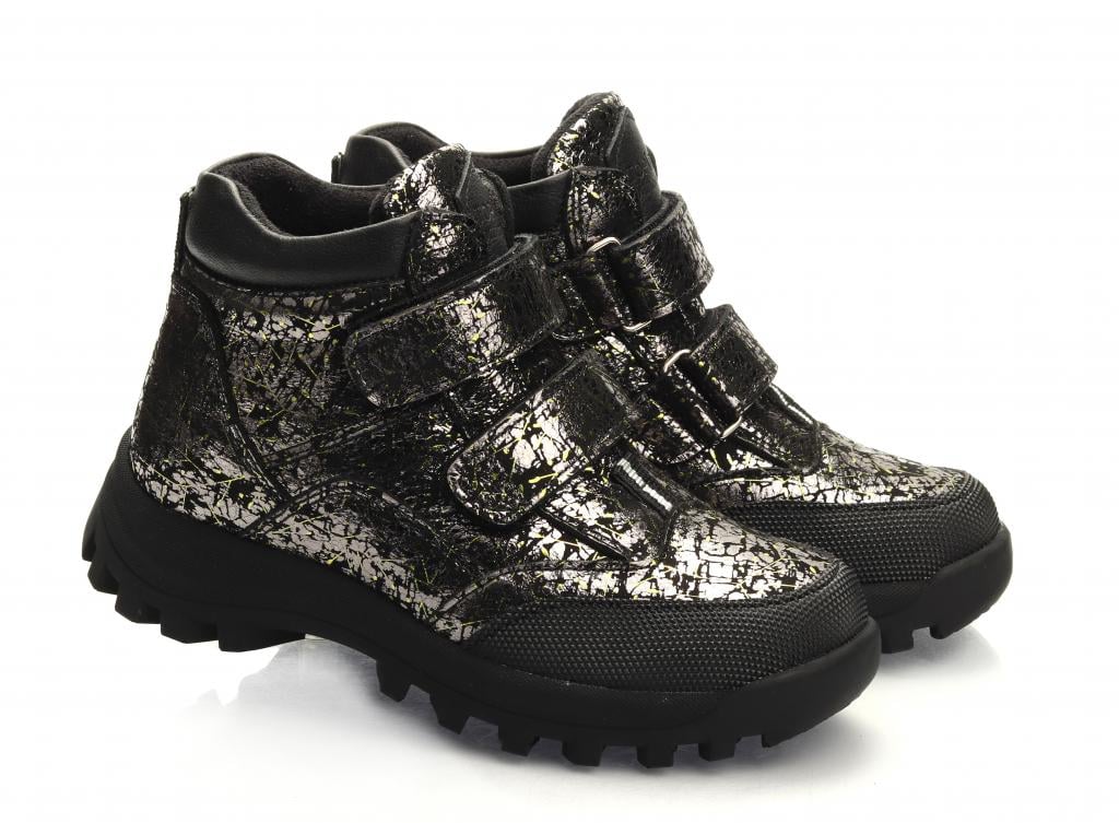 Черевики осінні Topitop для дівчаток 2308-1 нубук р. 25 Чорно-сріблястий