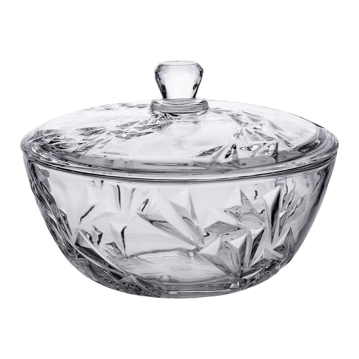 Салатница стеклянная с крышкой под хрусталь HP-YH-62 24 см (A-033655)