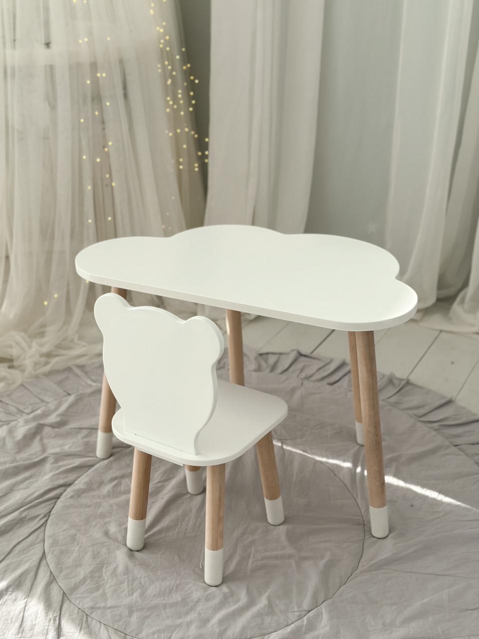 Комплект дитячих меблів столик Хмарка та стілець Ведмедик Білий (П4К-bg-992577)