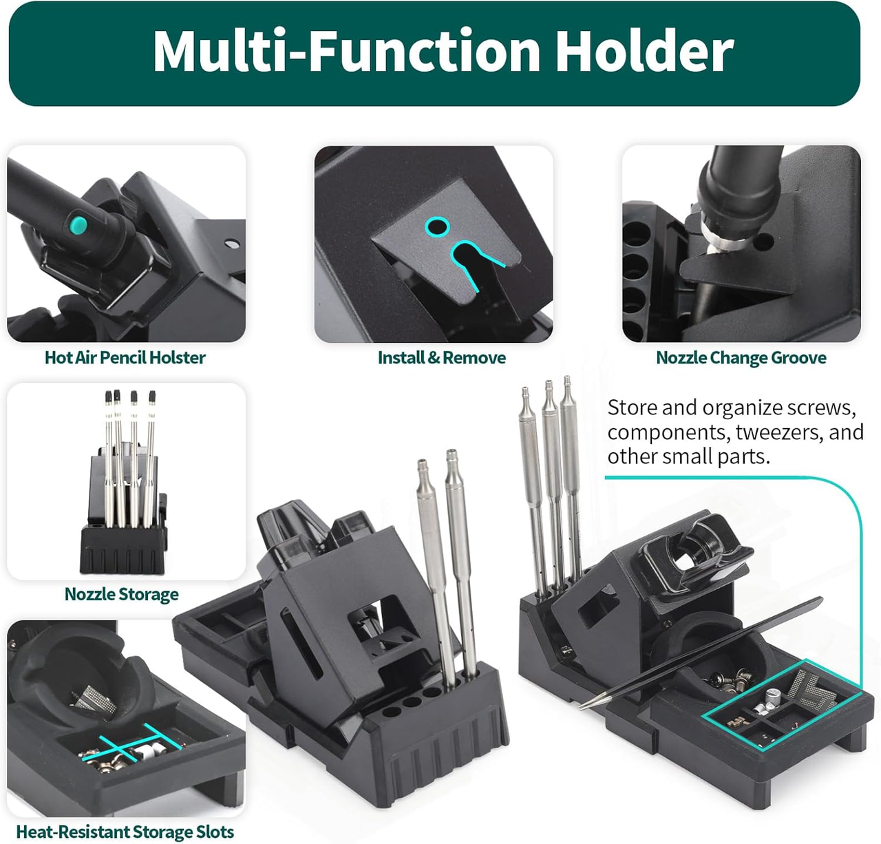 Паяльная станция YIHUA 8509-I 170W трмовоздушная мини с дисплеем 100°C~480°C 8 насадок (2689681519) - фото 6