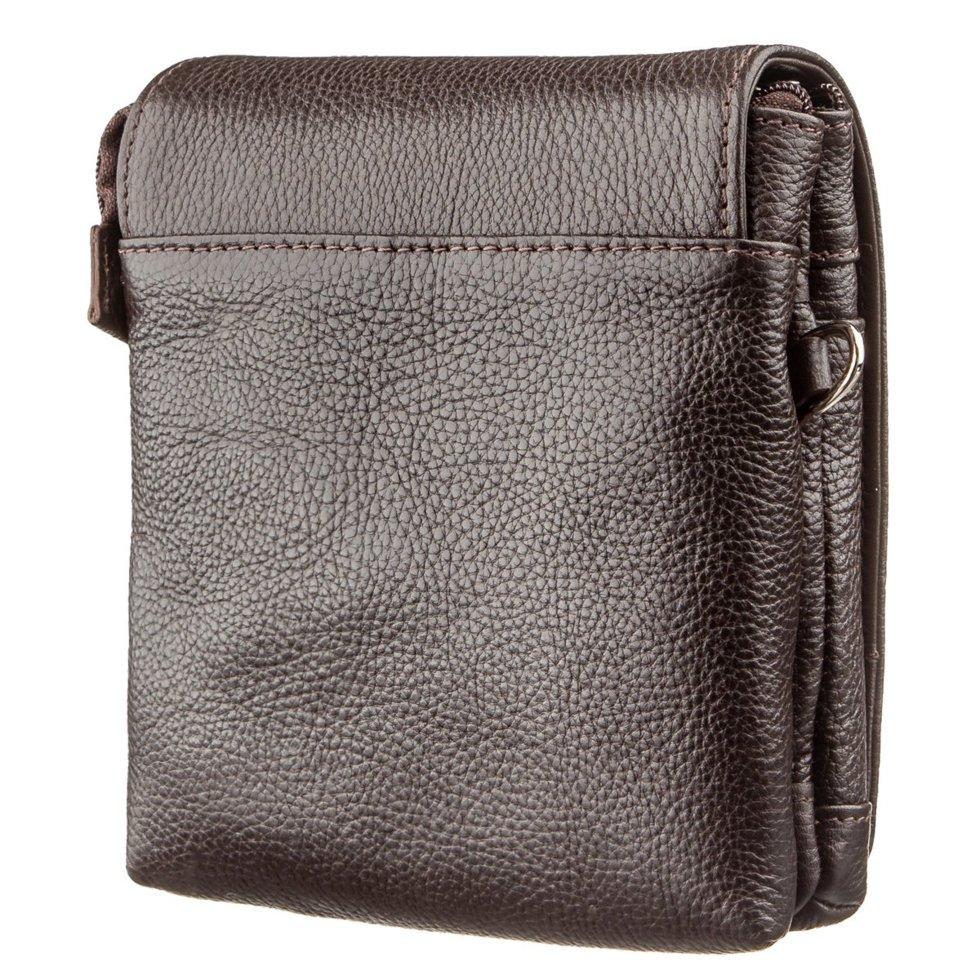 Барсетка 717362 вертикальная на плече кожаная Коричневый (1939511880) - фото 4 Барсетка 717362 вертикальная на плече кожаная Коричневый (1939511880) - фото 4