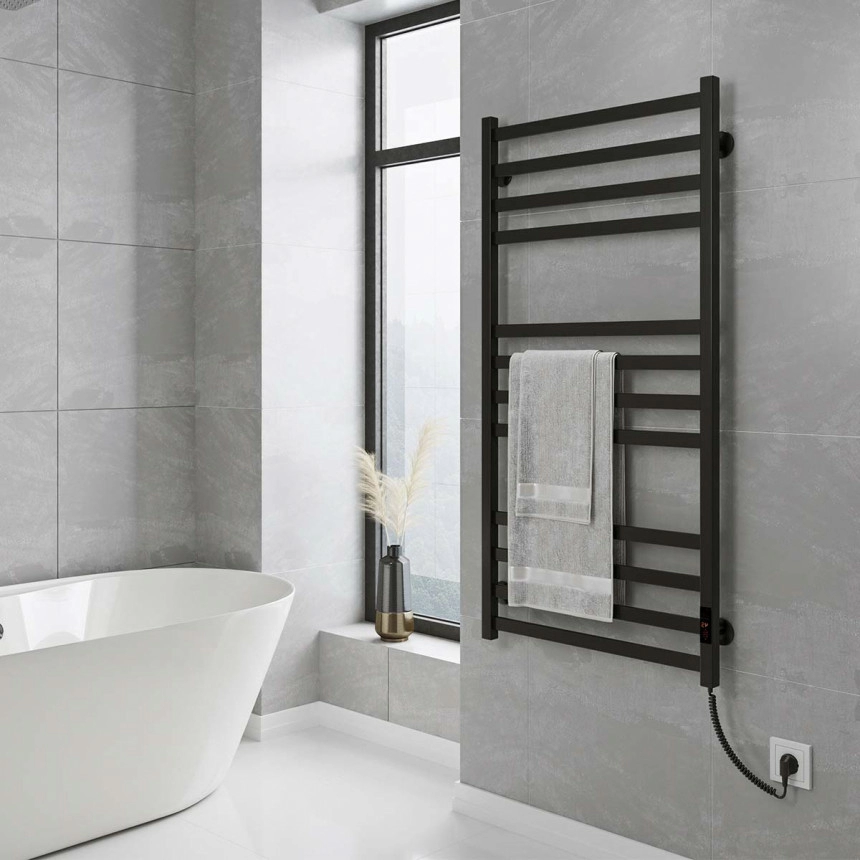 Полотенцесушитель Deffi Magnus П12 электрический Е правое подключение 600х1200 см Черный